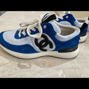 Chanel blue sneakers with white laces